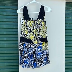 BCBGMaxAzria Yellow and Blue Floral Camisole